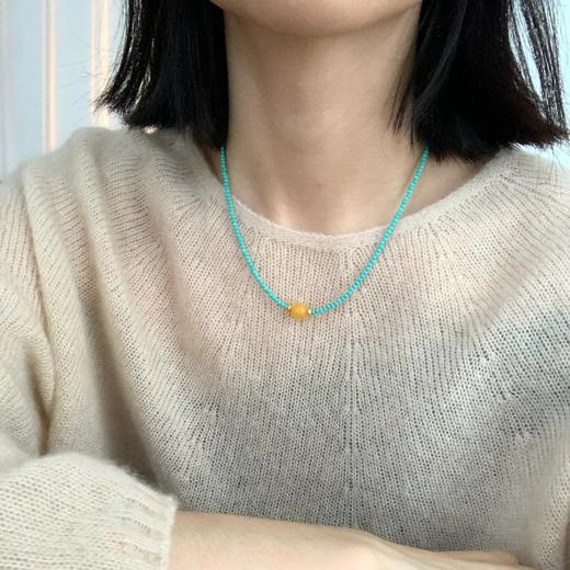 【琅玕·原矿绿松石蜜蜡项链手串】敦煌小众轻奢新中式复古民族风显白 绿松石蜜蜡项链手串女 手工串珠小众配饰 商品图3