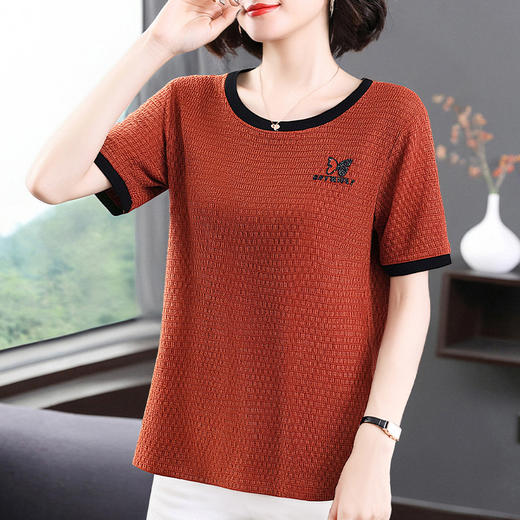 短袖t恤女装2025年新款夏季大码宽松中年妈妈半袖体恤衫女士上衣 商品图4
