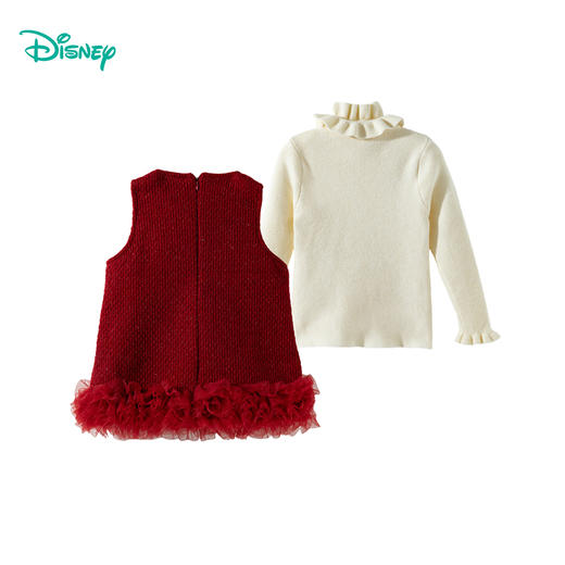 迪士尼小香风连衣裙套装2025秋冬新款女童夹棉保暖网纱裙+高领打底毛衣ZD4EQ001 商品图4