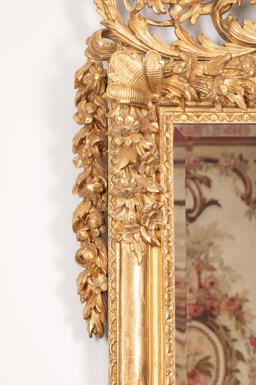 独角鹿西洋古董18世纪末法国出品路易十五风格爱神小天使主题木鎏金精雕大型挂镜 商品图3