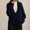 馥迦简约知识风大V领廓形毛衣针织衫 商品缩略图5