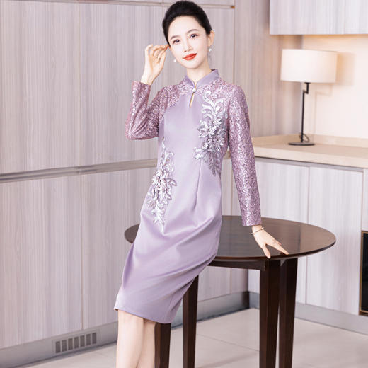 LC 2549新中式国风高贵旗袍礼服裙 商品图3