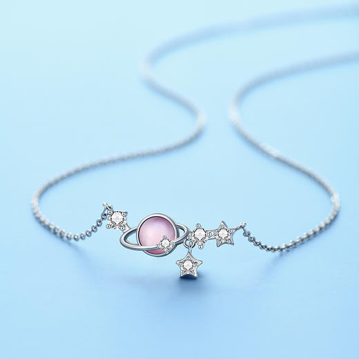 卡蒂罗KADER 造梦星球项链 玻璃猫眼气质锁骨链 白金色个性百搭 星辰大海 项链 女款 商品图1