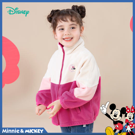 迪士尼秋冬时尚撞色休闲中小童摇粒绒保暖外套233S1853 商品图8