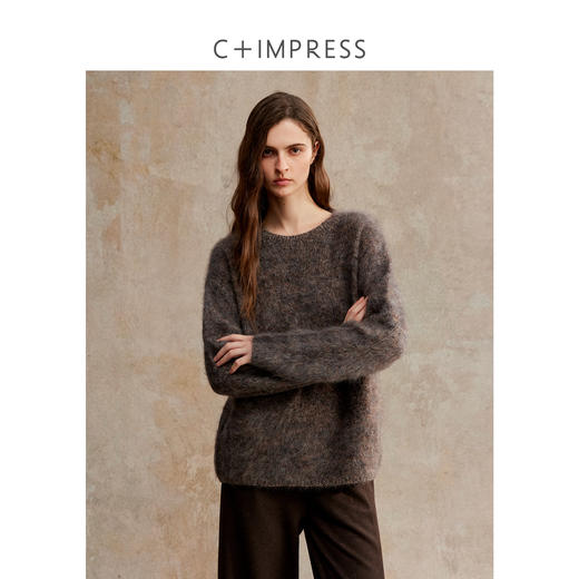 秋冬轻奢花纱拉绒圆领进口绵羊毛毛衣MY2504033 商品图3