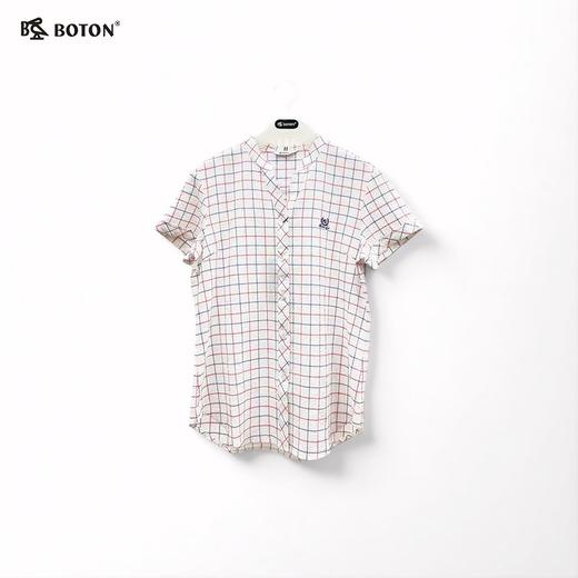 波顿女士立领格子短袖衬衫LS827224Z 商品图1