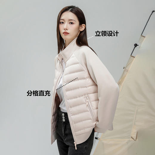 半身缘男女装 冬季插肩袖针织拼接轻薄情侣款立领羽绒服2529 商品图4