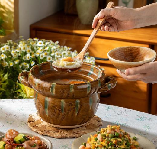 菜菜定制三彩手拉砂锅3升| 断货多月、少量补货，内壁厚实保温极好，沸而不溢 商品图1