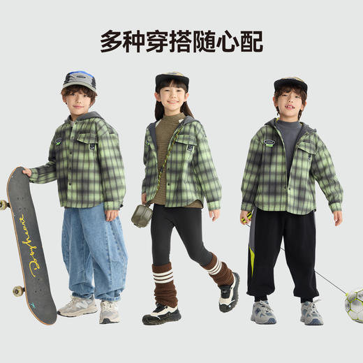 漫画家【格子假两件】儿童外套冬新品男女假两件防水耐磨衬衫外套 商品图3