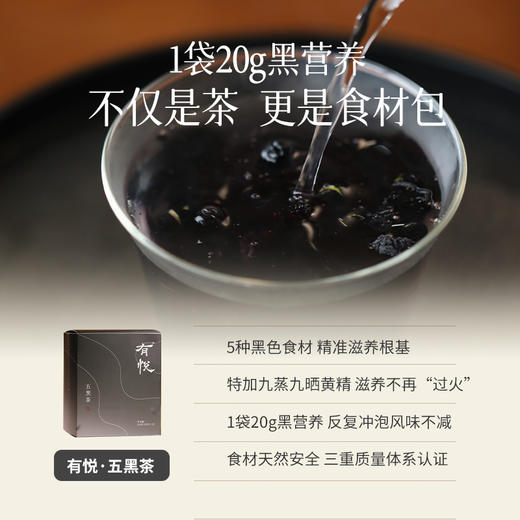 【五黑茶】九蒸九晒黄精 桑葚黑豆黑米黑枸杞20g真材实料以黑养黑 商品图3
