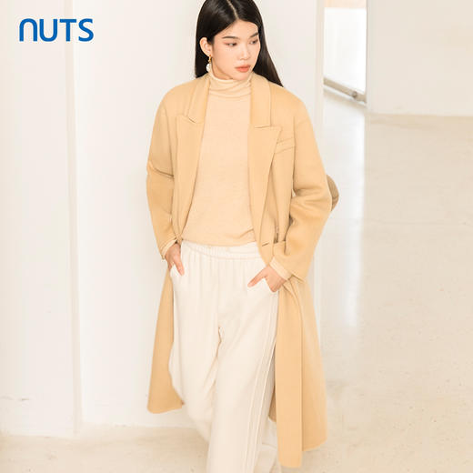 NUTS商场同款冬季简约时尚气质双排扣双面毛呢大衣外套女4421510A1 商品图1