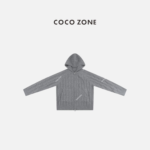 COCO ZONE 刘一一 秋季复古连帽拉链针织开衫简约上衣CC1D2393 商品图0