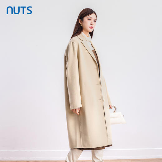 NUTS商场同款秋冬高级感气质百搭长款双面毛呢大衣外套女4421508A1 商品图2