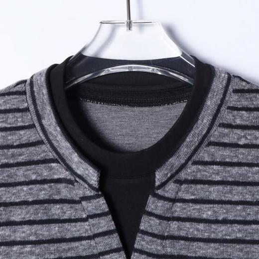 26T8785SDSA秋冬新款痞帅男装潮牌拼接条纹假两件卫衣下摆松紧设计百搭 商品图2