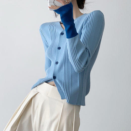 馥迦显瘦气质拼色针织衫 商品图4