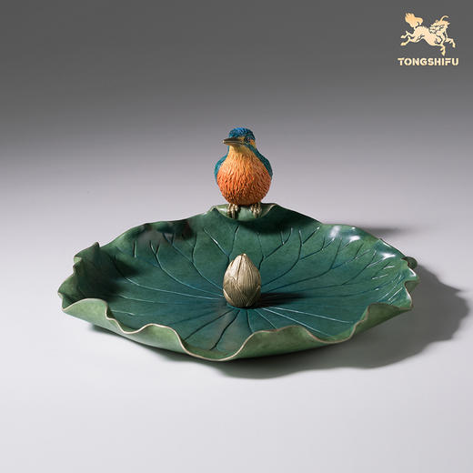 铜师傅 《荷翠香插》客厅桌面铜香炉摆件 家居装饰工艺品 商品图1