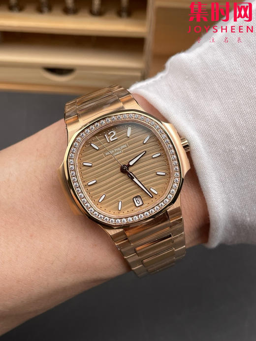 3K百达翡丽运动优雅系列 鹦鹉螺7118 全玫金钻圈玫瑰金盘 女士腕表 324一体机 商品图8
