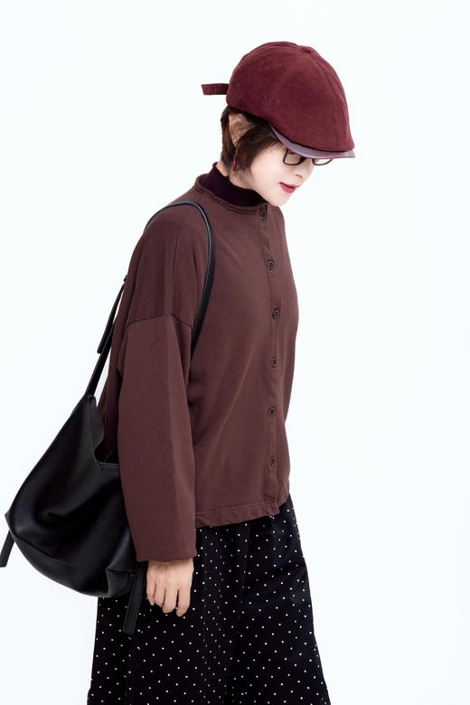 卷边毛圈棉文艺开衫 商品图1