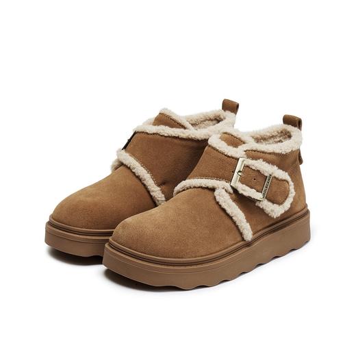 BF楼百丽女靴子毛边雪地靴轻便新款棉鞋毛毛勃肯鞋厚底保暖短靴E5M1DD5 商品图0