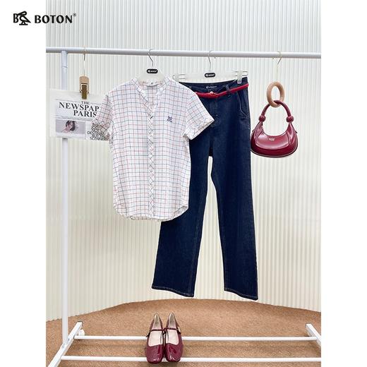 波顿女士立领格子短袖衬衫LS827224Z 商品图2
