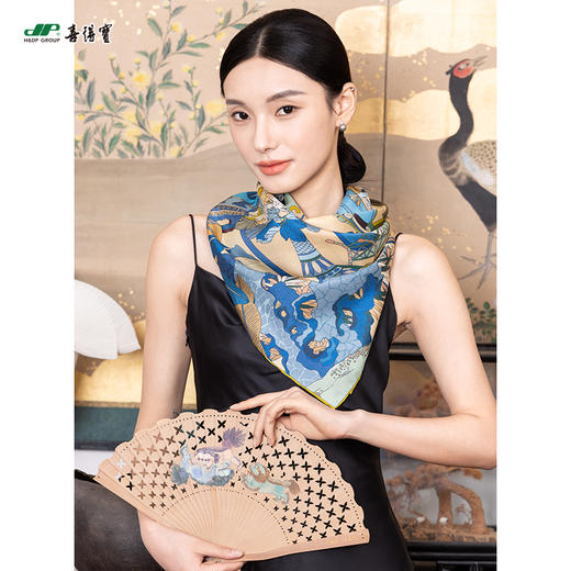 放心消费月 喜得宝文创丝巾《最杭州·风雅宋·数码斜纹方巾》杭州丝绸100%桑蚕丝斜纹绸 商品图1