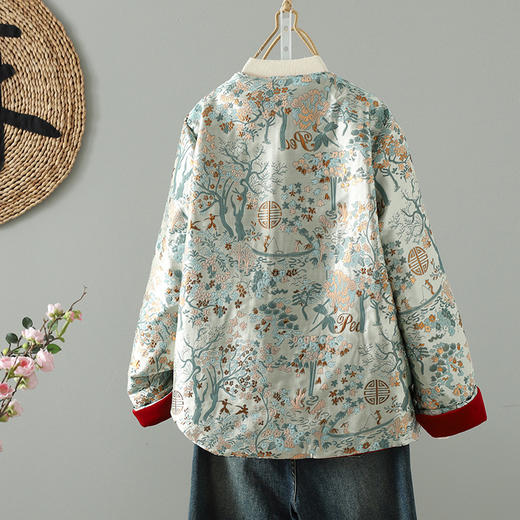 GYH 3757新中式棉服丝绒复古保暖外套国风棉衣 商品图3