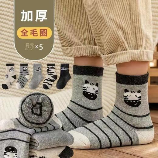 【秒杀】15.9元【5双装】秋冬男女童防寒保暖加绒加厚儿童袜子宝宝女孩中筒毛巾袜毛圈棉袜0-13岁 商品图6
