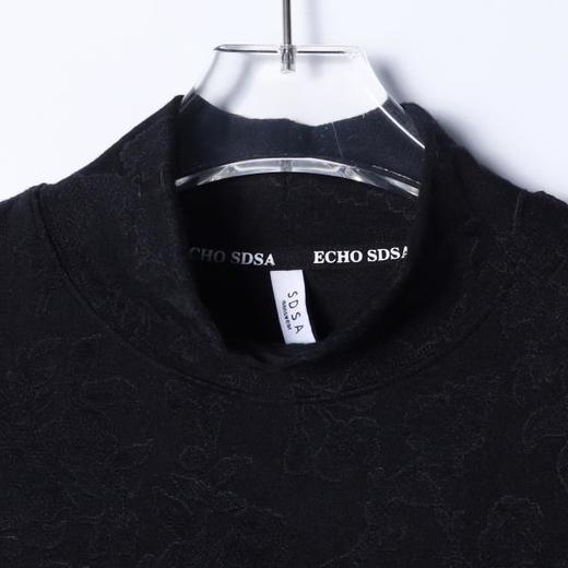 T4917SDSA秋冬新款痞帅男装纯色提花暗纹植物花卉半高领长袖T恤百搭 商品图2