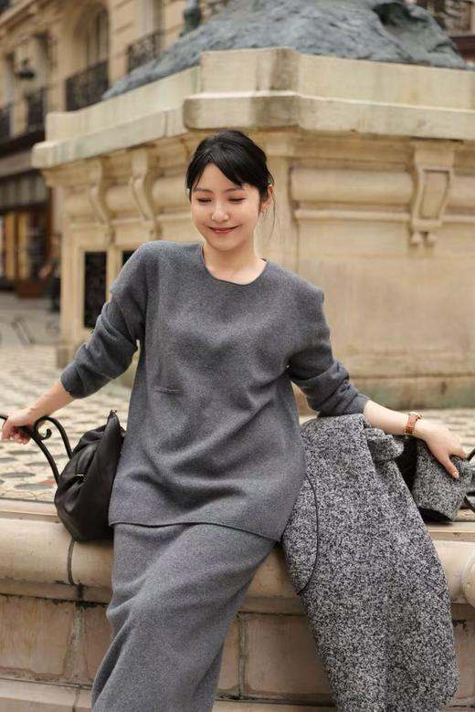 MAISON COVET 纯山羊绒休闲圆领翻边套装 商品图2