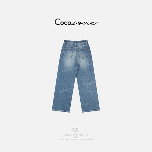 COCO ZONE 刘一一“水洗蓝”100棉经典直筒街头风牛仔裤 CD2A1462 商品图1