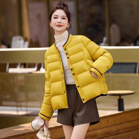 时尚撞色短款羽绒服，保暖90鸭绒外套面包服潮HR-YAX2539