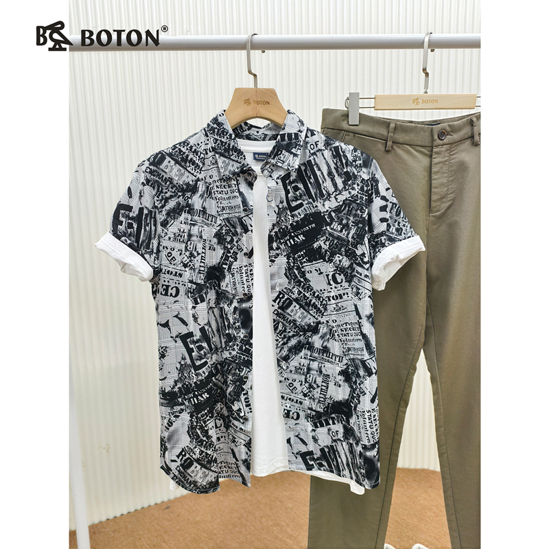 【第2件半价！尾货清仓不退换】波顿男士短袖T恤衬衫MT556