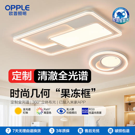 OPPLE欧普照明灵羽客厅1m大尺寸设计美学简约现代奶油风线面吸顶灯套餐 商品图0