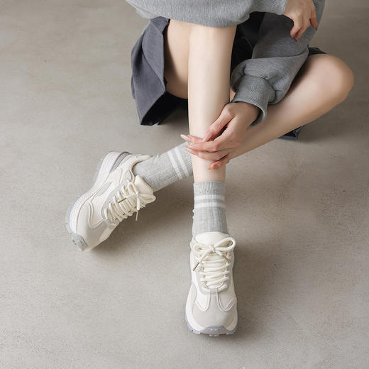 阿么手工女鞋秋季厚底透气老爹鞋女款增高显瘦流行系带休闲鞋4CM 商品图1