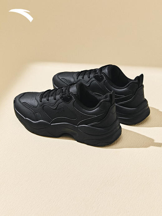 安踏引力休闲鞋女2025秋季新款软底舒适透气百搭运动鞋女鞋122538814 【革面】基础黑-2 商品图2