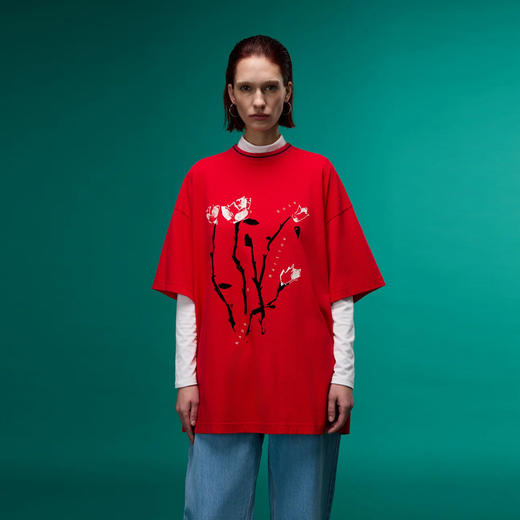 Napapijri 中性玫瑰徽标印花 Osorno 棉质圆领短袖平纹针织T恤 红色 NP0A4I56206 商品图2