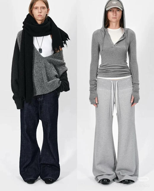 rare** al**散步系列宽腰螺纹可束脚喇叭卫裤8010301 商品图6