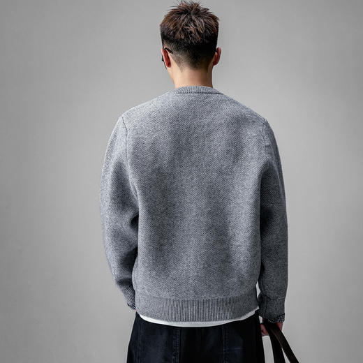 徐太浪【拼接格子 扣子开襟】灰色开衫毛衣男秋冬休闲针织衫外套 商品图3