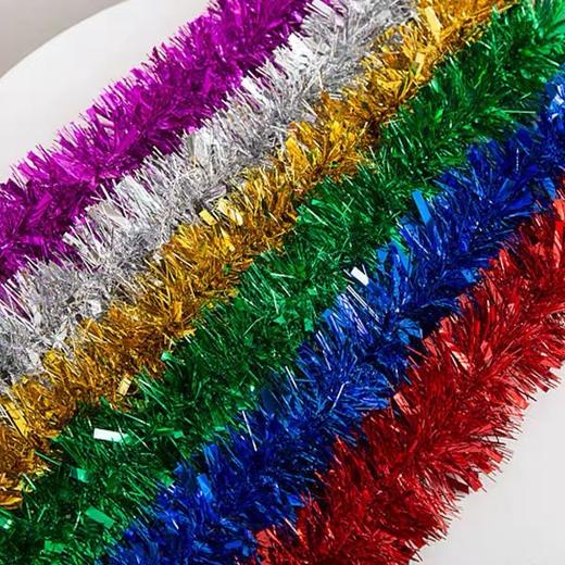 毛条拉花彩带七色彩条丝草西草加密加粗2米/条晚会生日结婚节庆吊顶舞台围边新年饰品圣诞树装饰 商品图3