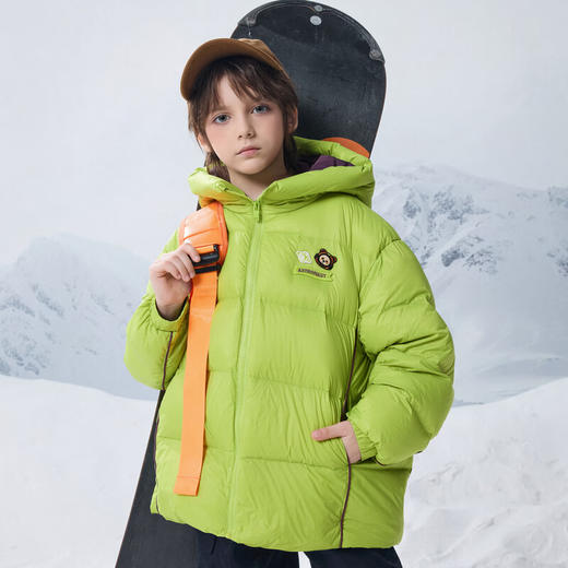 【MQD】男大童冬季学院风撞色休闲保暖连帽羽绒服 商品图3