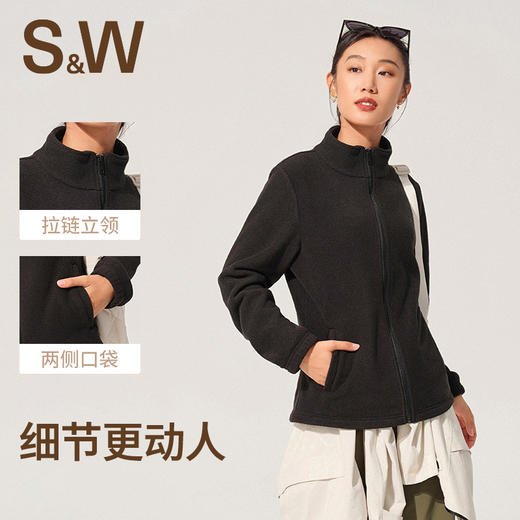 【sw速惟】立领女款双刷摇粒绒运动户外时尚保暖休闲外套 1230 商品图1