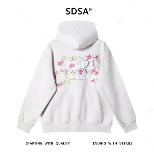 SDSA秋冬新款痞帅男装简约刺绣植物花卉字母拉链连帽卫衣开衫百搭 商品图4