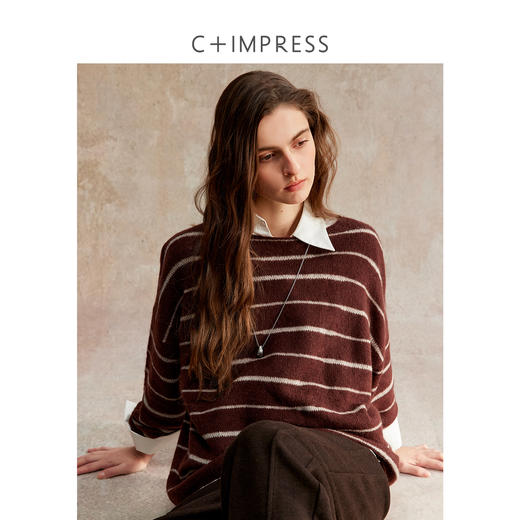 桑蚕丝羊毛珠片慵懒感套头毛衣 商品图1