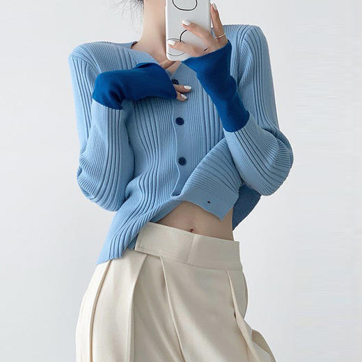 馥迦显瘦气质拼色针织衫 商品图2