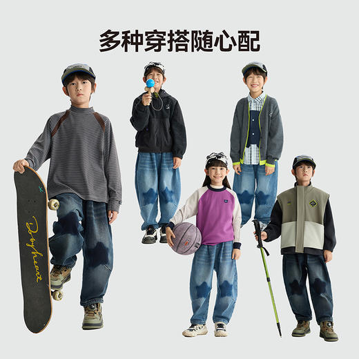 漫画家【星星牛仔裤】儿童牛仔裤25秋冬男女童弹力暖绒耐磨抗造机洗无忧软糯亲肤温暖牛仔裤 商品图3