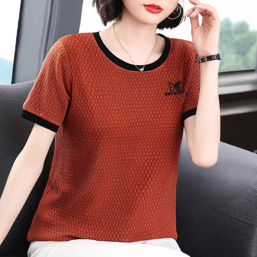 短袖t恤女装2025年新款夏季大码宽松中年妈妈半袖体恤衫女士上衣 商品图2