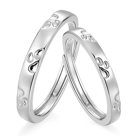 卡蒂罗KADER 足银999 豹豹猫猫情侣对戒 俏皮灵动原创可爱爪印设计素圈百搭可调节一对 炽热的爱意 携手一生 戒指 商品图0