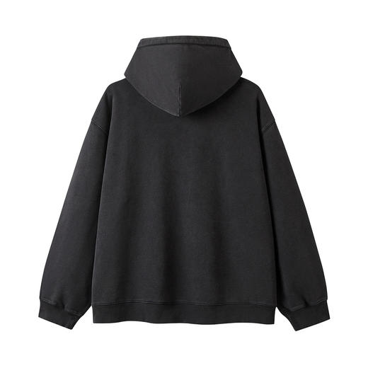 gxg.jeans男装 深灰色字母印花复古宽松连帽卫衣男士 25年冬热卖 商品图1