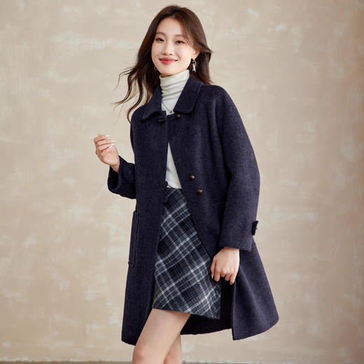 温柔气质紫色双面呢毛大衣，翻领洋气减龄毛呢外套HR-SHIY2629 商品图3