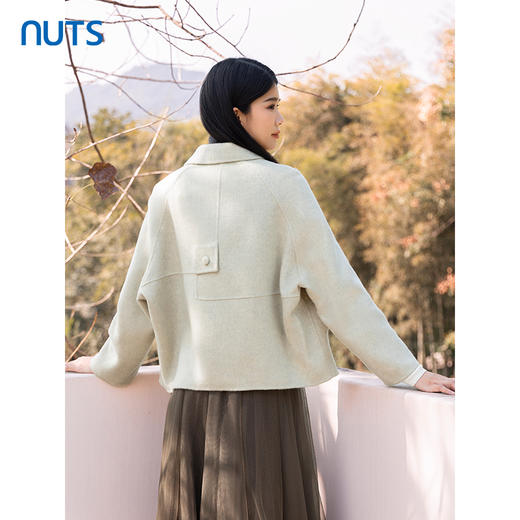 NUTS商场同款冬百搭气质通勤单排扣双面毛呢大衣短外套女4421506A1 商品图4